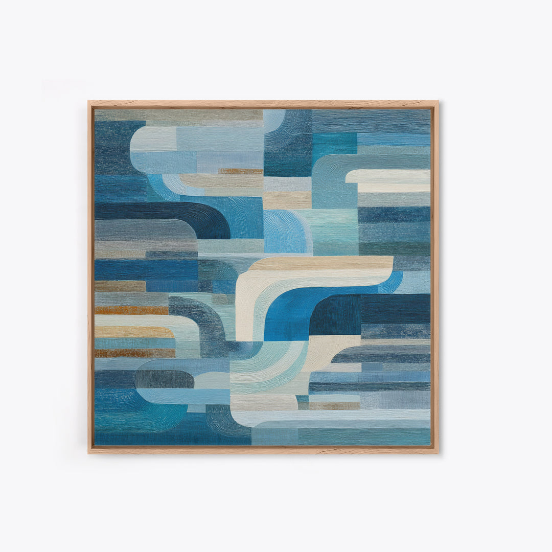 All Blue Ocean Abstraction Framed Canvas Print, Monochrome Art, Wallpaper Mural, Living Room Decor, Fine Art, Mono, MON-1x1-1