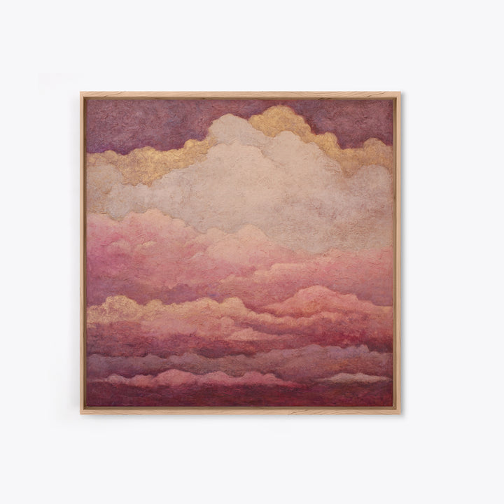All Pink Cloudscape Framed Canvas Print, Monochrome Art, Digital Prints, Living Room Decor, Fine Art, Mono, Apartment Decor, MON-1x1-12