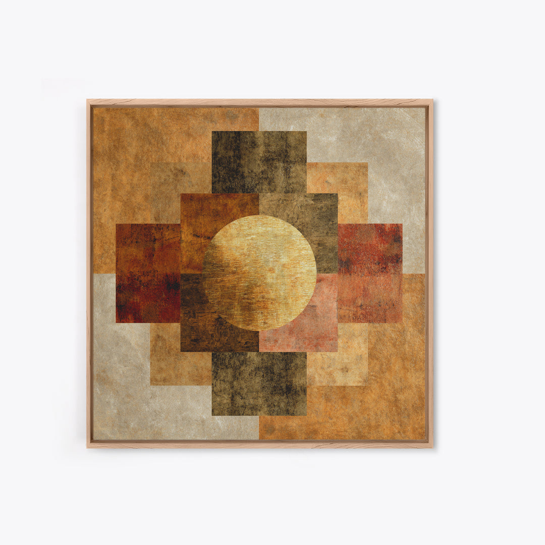 Gold Tonal Sunburst Medallion Canvas Print, Monochrome Art, Dopamine Decor, Living Room Decor, Fine Art, Mono, Modern Decor, MON-1x1-14