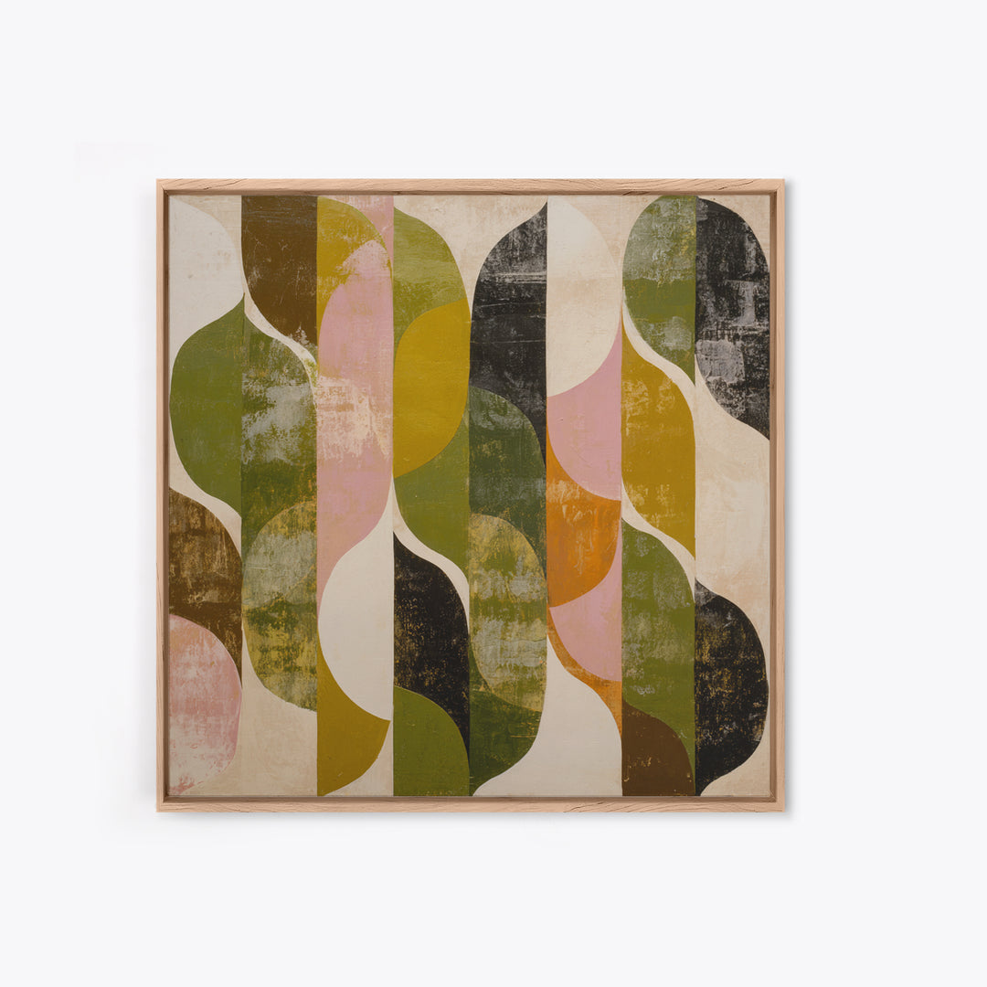 Olive Green Abstract Leaf Pattern Canvas Print, Monochrome Art, Living Room Decor, Watercolor Art, Mono, Printable Art, MON-1x1-20