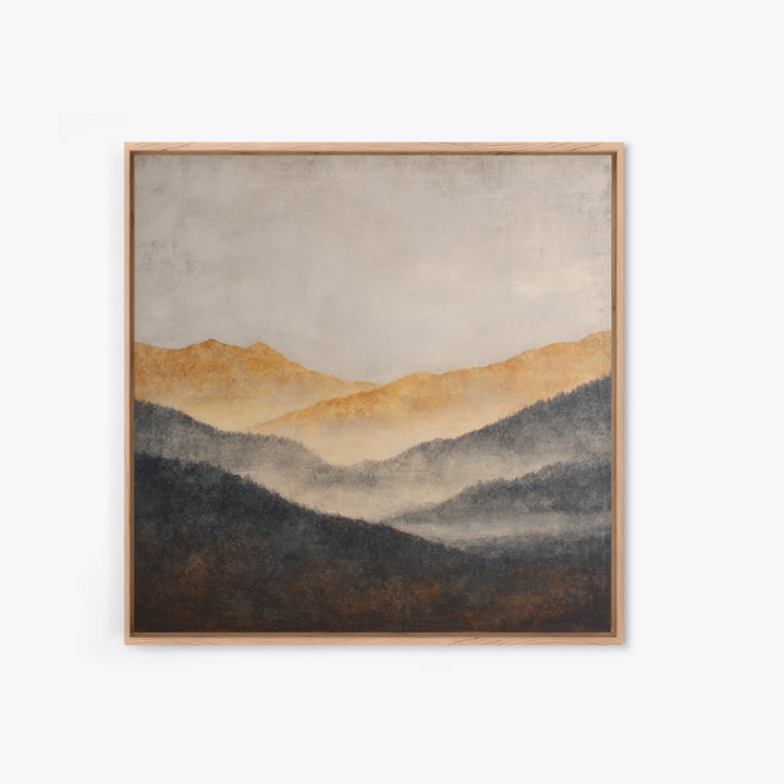 Charcoal Mountain Landscape Framed Canvas Print, Monochrome Art, Printable Wall Art, Living Room Decor, Fine Art, Mono, MON-1x1-28