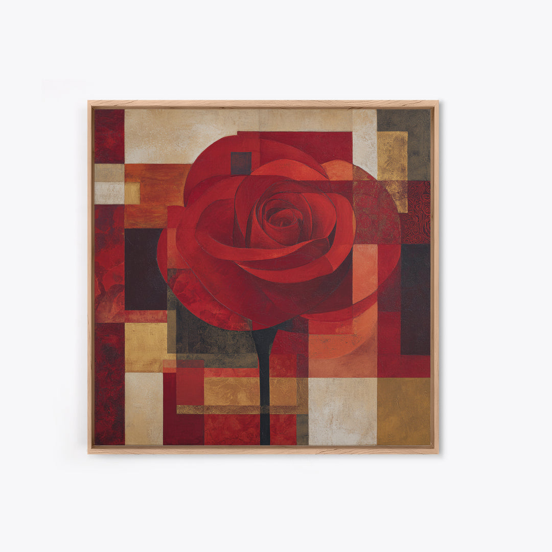 Single Red Rose Rendered Only Canvas Print, Monochrome Art, Apartment Decor, Living Room Decor, Fine Art, Mono, Moody Wall Art, MON-1x1-31