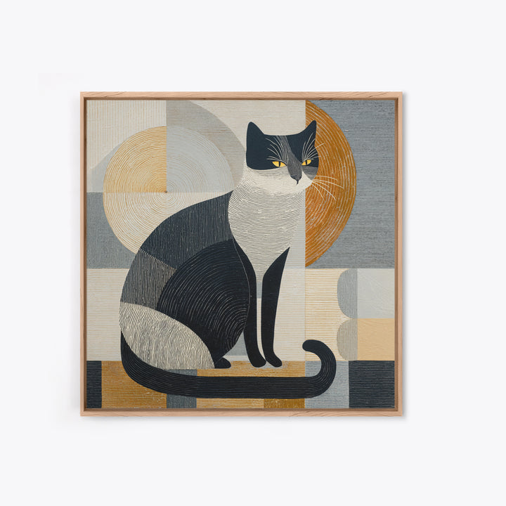 Monochrome Cat Portrait Canvas Print, Monochrome Art, Printable Art, Living Room Decor, Oil Painting, Mono, Minimalist Wall Art, MON-1x1-35