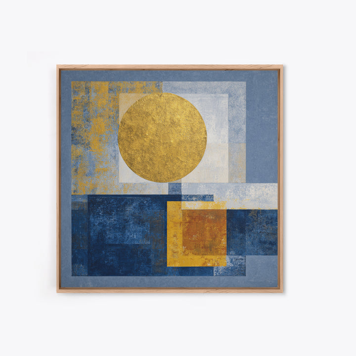 Gold Tonal Sunburst Medallion Framed Canvas Print, Monochrome Art, Wallpaper Mural, Living Room Decor, Fine Art, Mono, MON-1x1-38