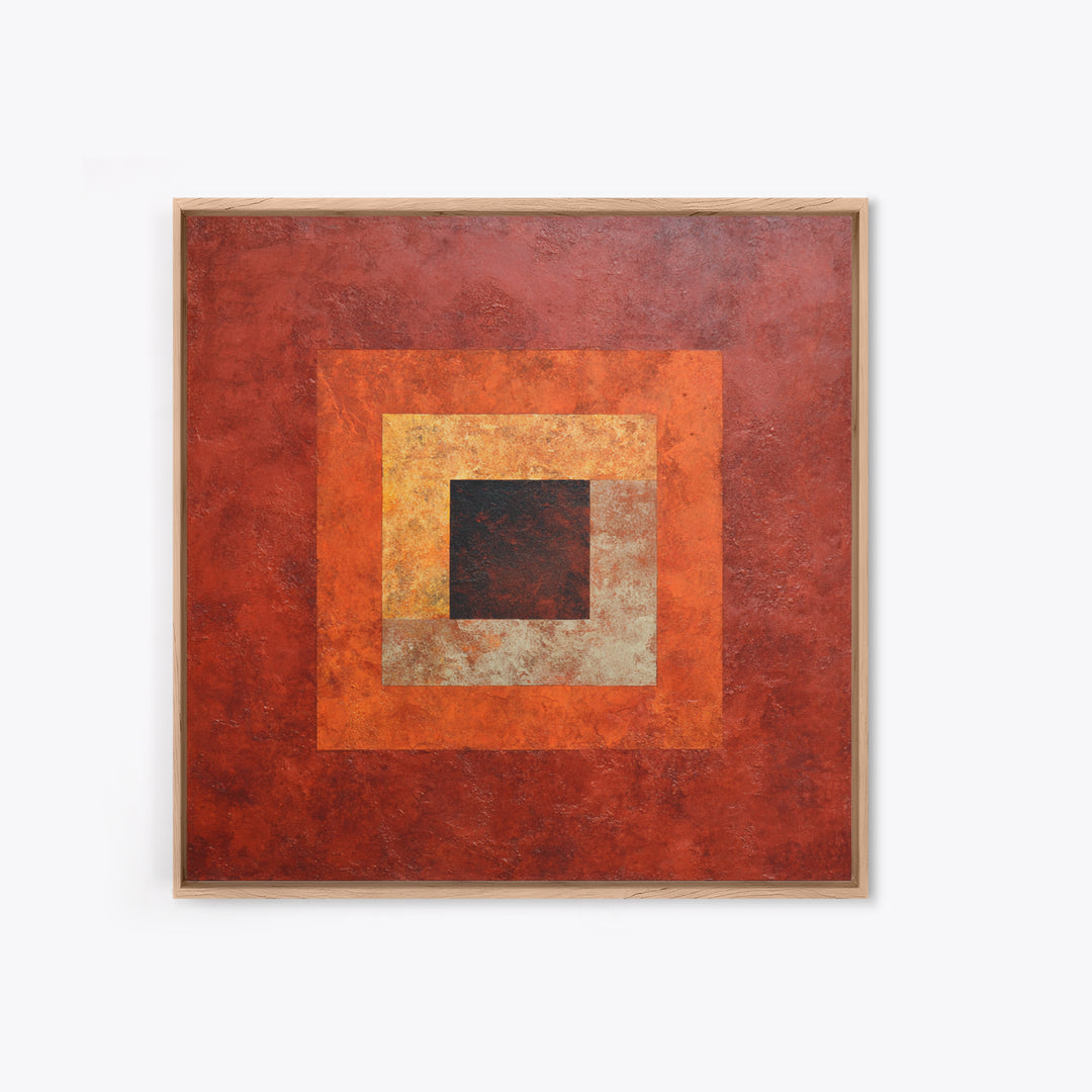 Burnt Orange Canyon Abstraction Framed Canvas Print, Monochrome Art, Luxury Decor, Living Room Decor, Fine Art, Mono, MON-1x1-40