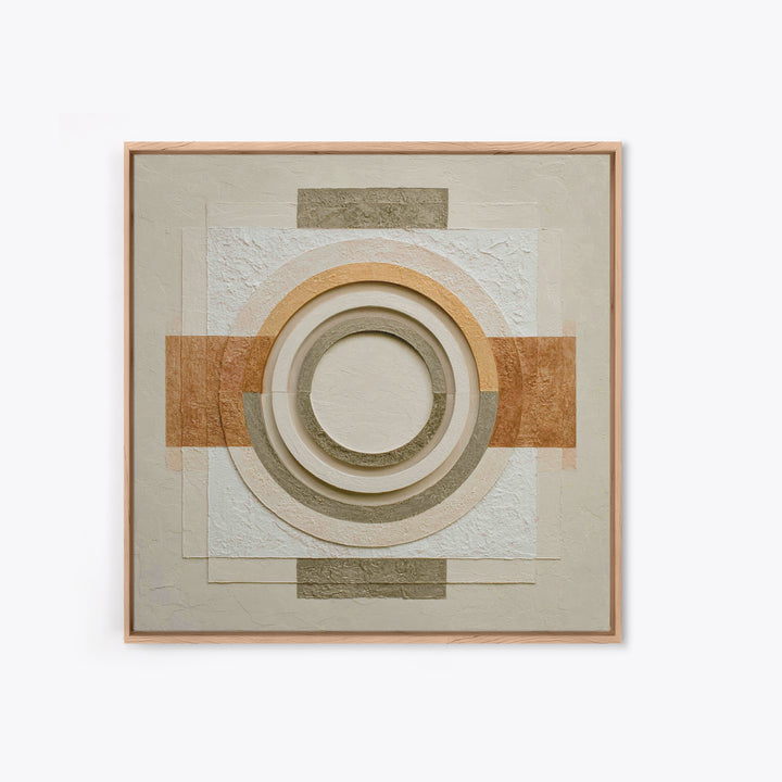 Cream on Cream Minimalist Forms Framed Canvas Print, Monochrome Art, Modern Wall Art, Living Room Decor, Fine Art, Mono, MON-1x1-46