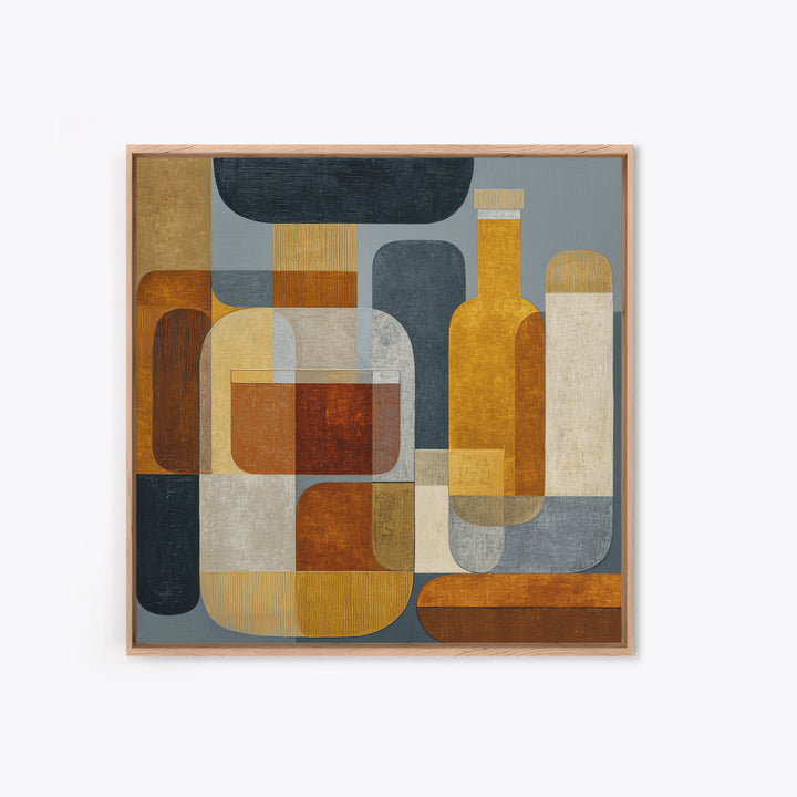 Brown Leather and Whiskey Still Life Framed Canvas Print, Monochrome Art, Textured Wall Art, Living Room Decor, Fine Art, Mono, MON-1x1-47