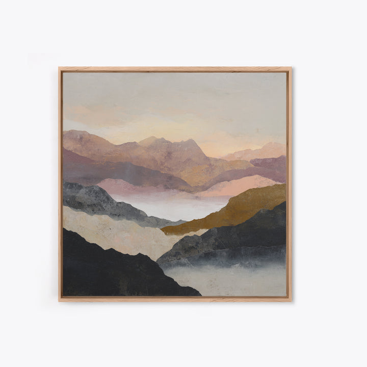 Charcoal Mountain Landscape Framed Canvas Print, Monochrome Art, Living Room Decor, Fine Art, Mono, Gallery Decor, Wall Decor, MON-1x1-52