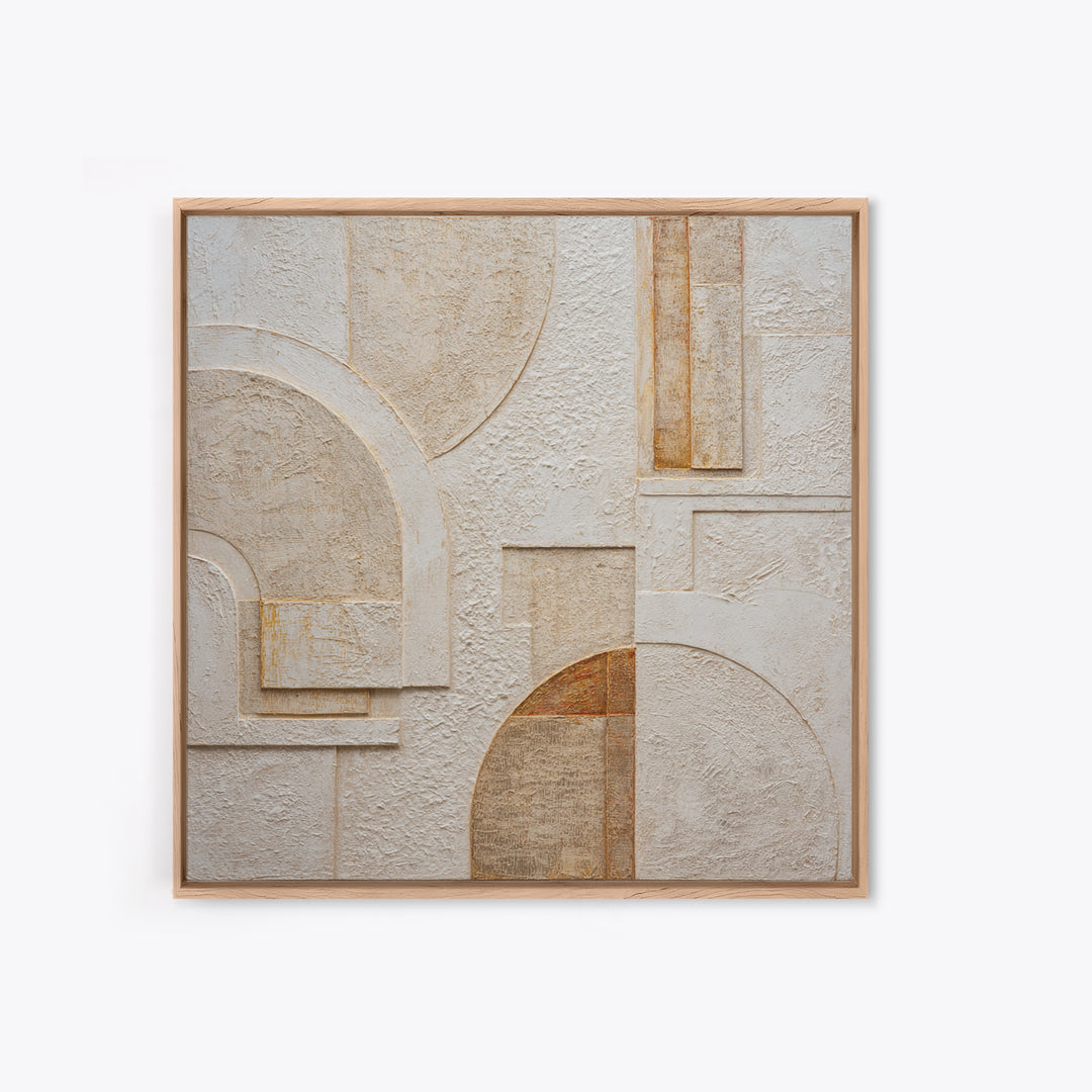 Ivory White Plaster Texture Composition Framed Canvas Print, Monochrome Art, Modern Decor, Living Room Decor, Fine Art, Mono, MON-1x1-53