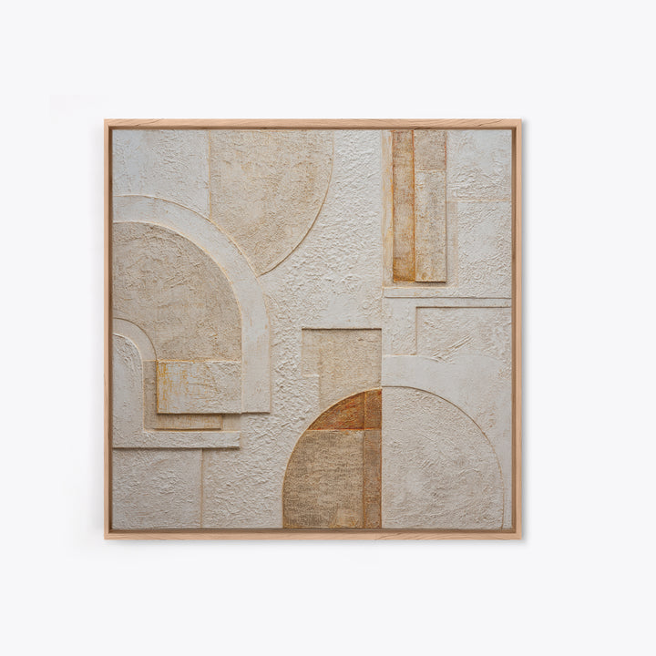 Ivory White Plaster Texture Composition Framed Canvas Print, Monochrome Art, Modern Decor, Living Room Decor, Fine Art, Mono, MON-1x1-53