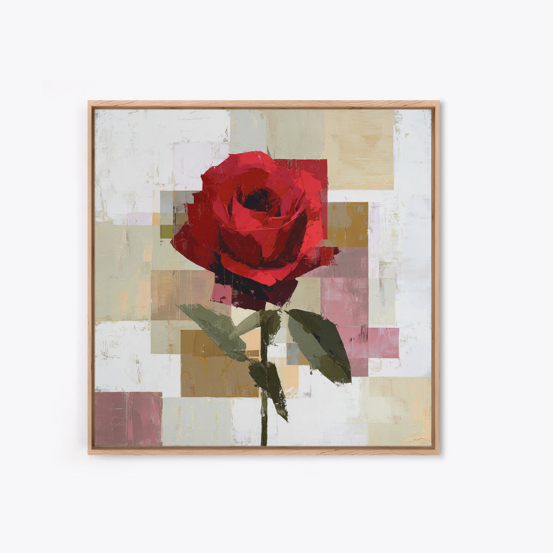 Single Red Rose Rendered Only Canvas Print, Monochrome Art, Modern Art, Living Room Decor, Watercolor Art, Mono, MON-1x1-55