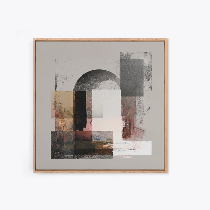 Gray Architectural Arch and Shadow Study Framed Canvas Print, Monochrome Art, Abstract Painting, Living Room Decor, MON-1x1-58