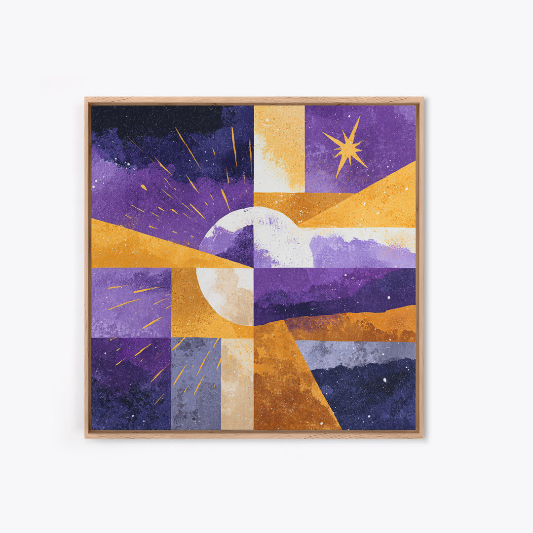 Purple Night Sky Framed Canvas Print, Monochrome Art, Minimalist Wall Art, Living Room Decor, Fine Art, Mono, Minimalist Decor, MON-1x1-63