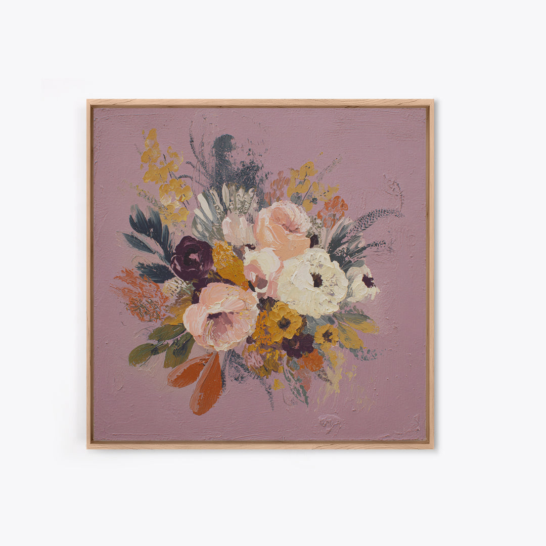 Monochrome Floral Bouquet Framed Canvas Print, Monochrome Art, Unique Wall Art, Living Room Decor, Mono, Fine Art Print, MON-1x1-66