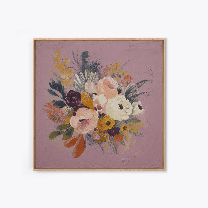 Monochrome Floral Bouquet Framed Canvas Print, Monochrome Art, Unique Wall Art, Living Room Decor, Mono, Fine Art Print, MON-1x1-66