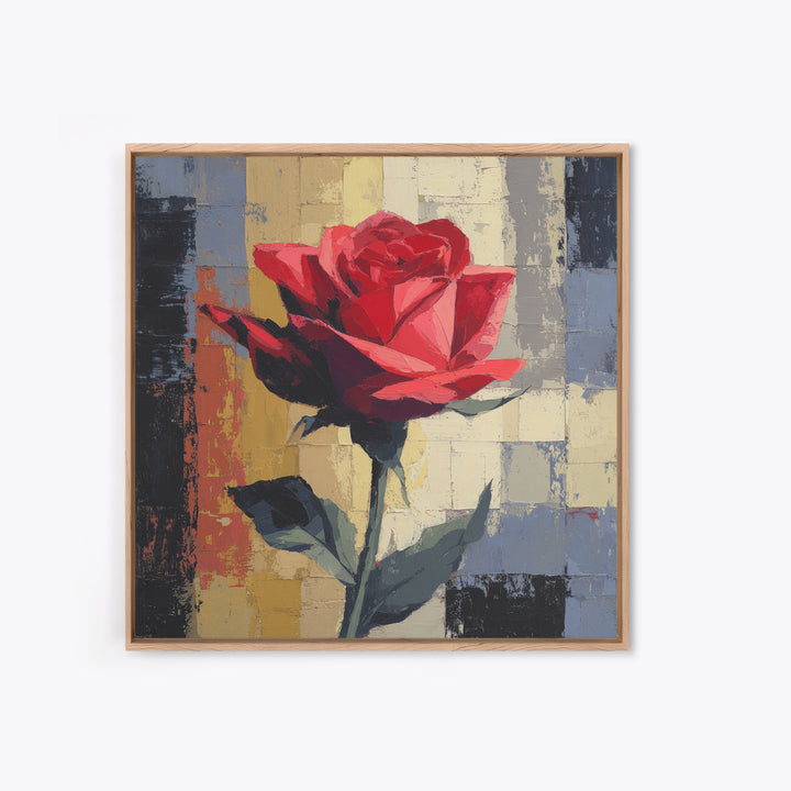 Single Red Rose Rendered Only Framed Canvas Print, Monochrome Art, Large Wall Art, Living Room Decor, Fine Art, Mono, MON-1x1-7
