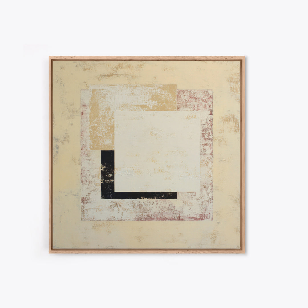 Cream on Cream Minimalist Forms Framed Canvas Print, Monochrome Art, Modern Wall Art, Living Room Decor, Fine Art, Mono, MON-1x1-70