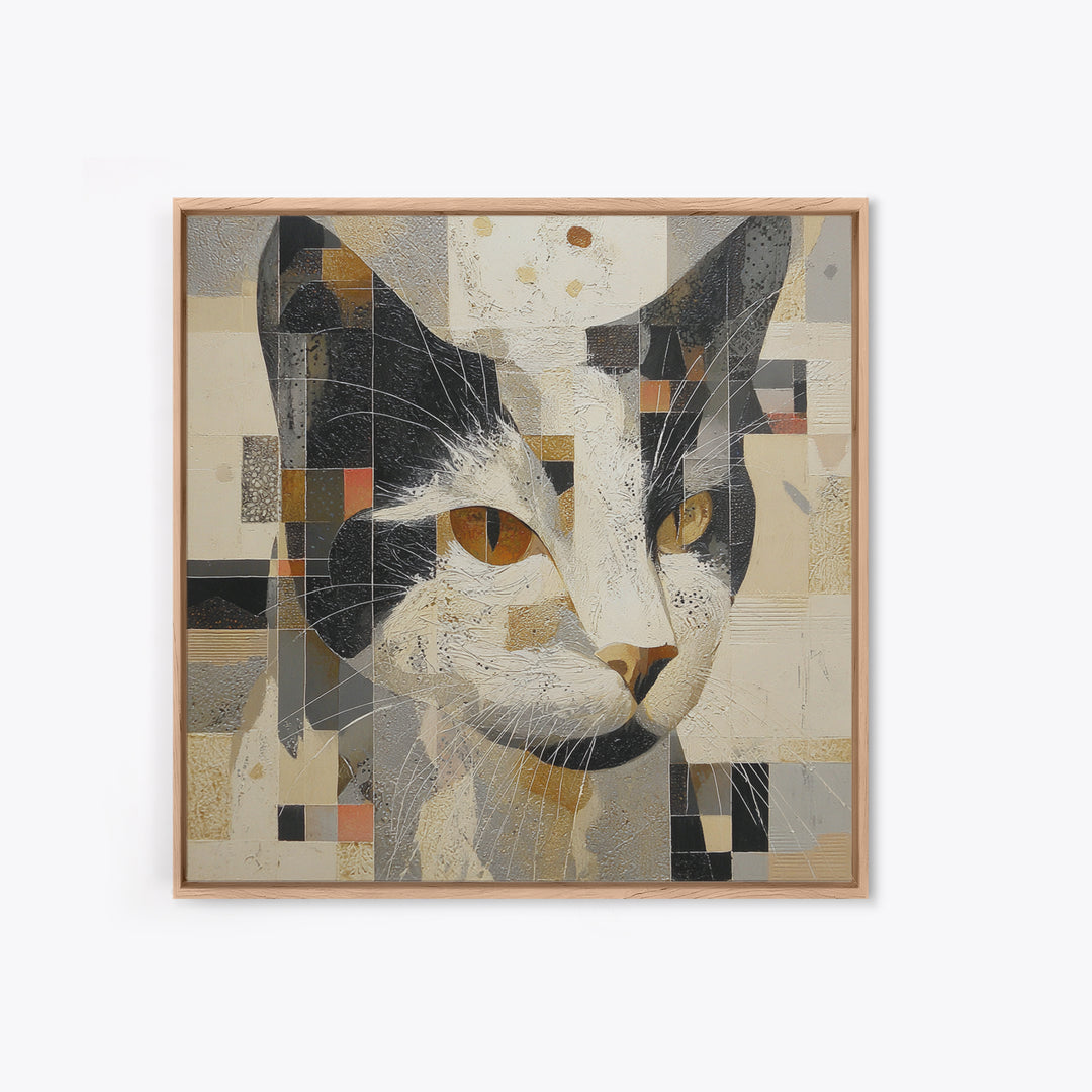 Monochrome Cat Portrait Framed Canvas Print, Monochrome Art, Fine Art Print, Living Room Decor, Fine Art, Mono, Digital Prints, MON-1x1-83