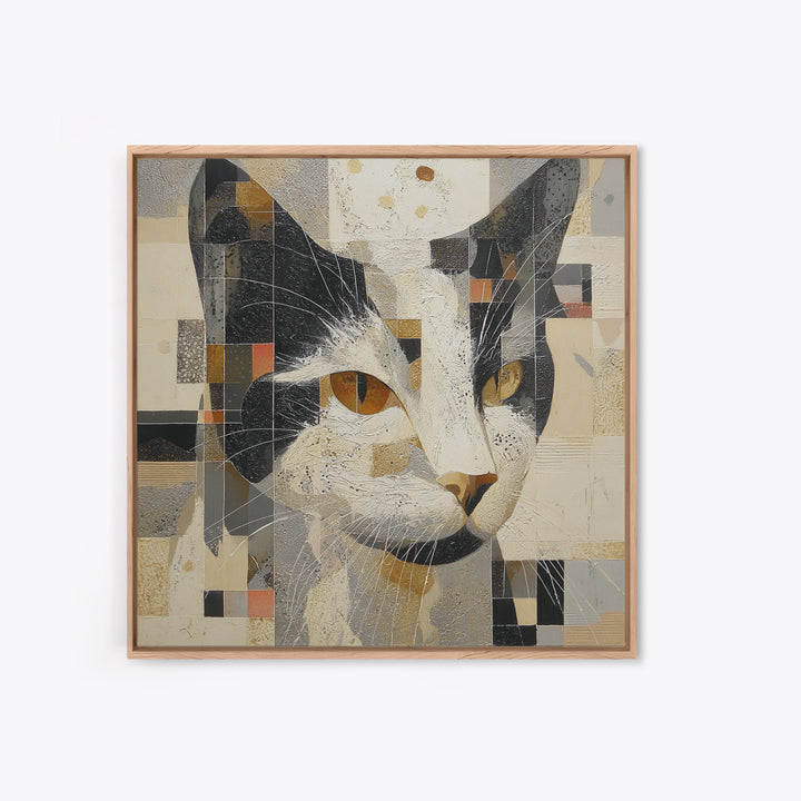 Monochrome Cat Portrait Framed Canvas Print, Monochrome Art, Fine Art Print, Living Room Decor, Fine Art, Mono, Digital Prints, MON-1x1-83