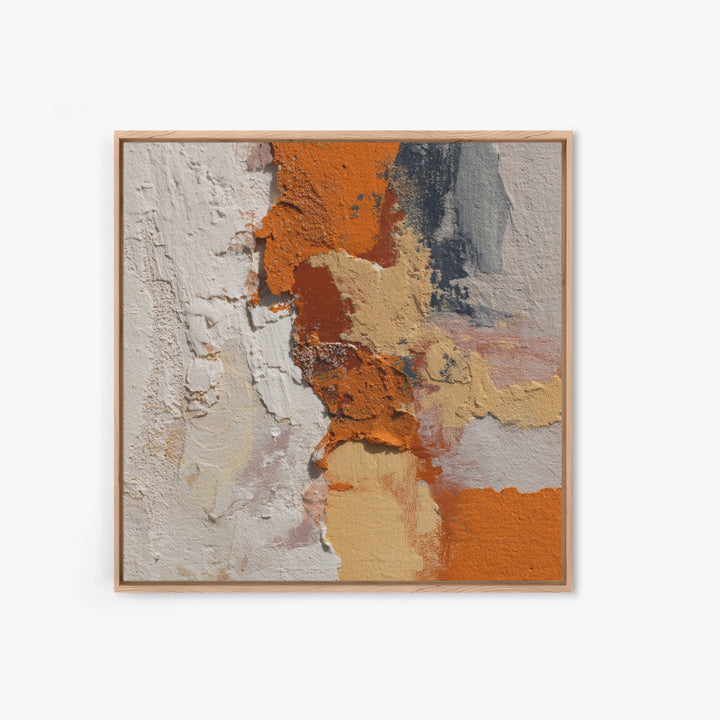 Burnt Orange Canyon Abstraction Framed Canvas Print, Monochrome Art, Textured Painting, Living Room Decor, Oil Painting, Mono, MON-1x1-88