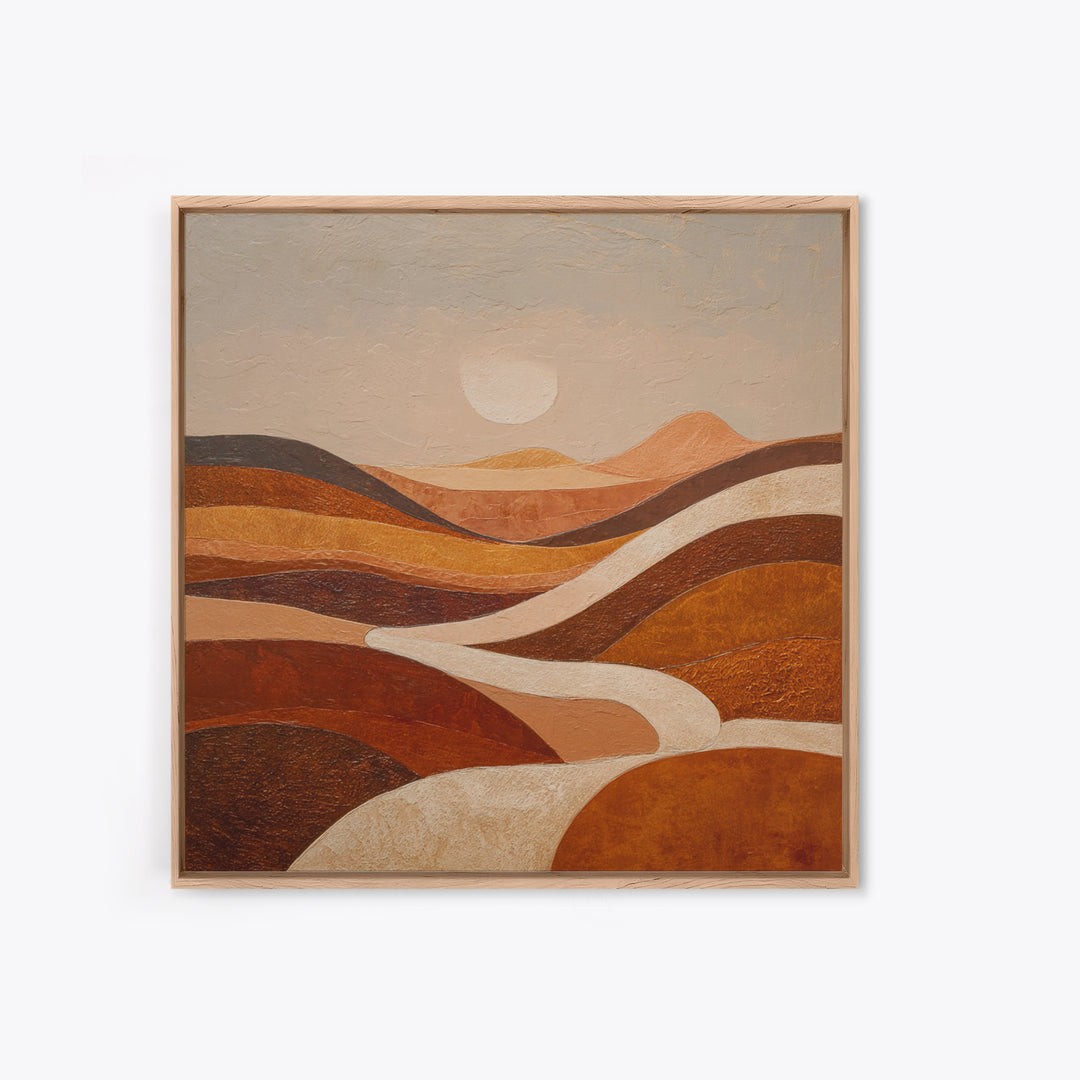 Warm Brown Desert Landscape Canvas Print, Monochrome Art, Moody Wall Art, Living Room Decor, Watercolor Art, Mono, MON-1x1-9
