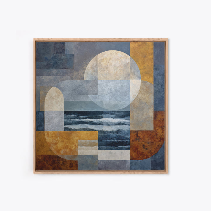 Silver Ocean Moonlight Scene Canvas Print, Monochrome Art, Boho Decor, Living Room Decor, Fine Art, Mono, Digital Art, MON-1x1-91