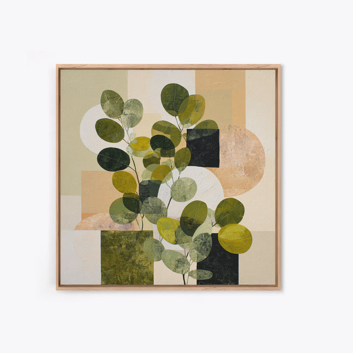 Green Botanical Study Canvas Print, Monochrome Art, Wall Art, Living Room Decor, Oil Painting, Mono, Abstract Art, MON-1x1-99