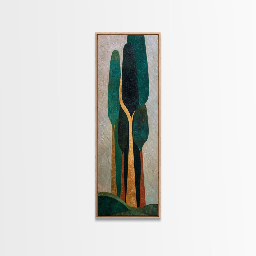 Deep Green Forest Silhouette Study Canvas Print, Monochrome Art, Digital Prints, Living Room Decor, Mono, Apartment Decor, MON-1x3-25