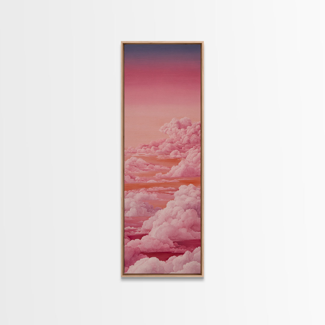 All Pink Cloudscape Canvas Print, Monochrome Art, Wall Art, Living Room Decor, Watercolor Art, Mono, Abstract Art, MON-1x3-48
