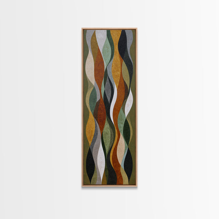 Olive Green Abstract Leaf Pattern Canvas Print, Monochrome Art, Mid Century Modern, Living Room Decor, Fine Art, Mono, MON-1x3-56