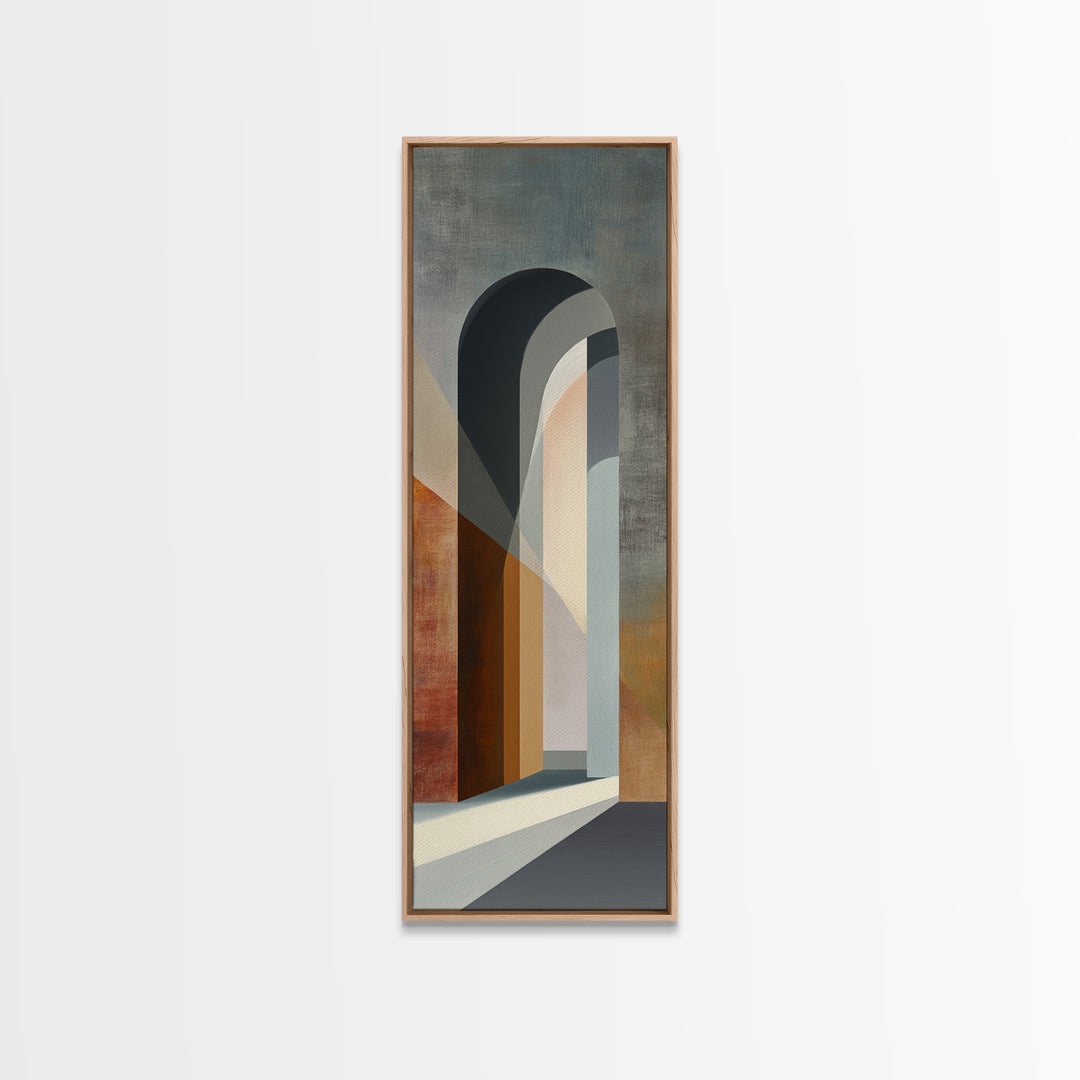 Gray Architectural Arch and Shadow Study Framed Canvas Print, Monochrome Art, Modern Art, Living Room Decor, Fine Art, Mono, MON-1x3-70