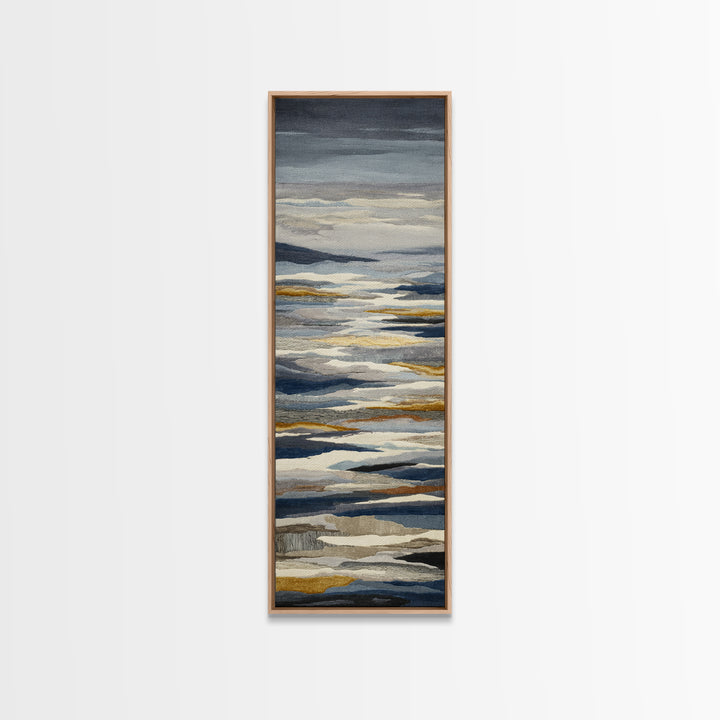 Silver Ocean Moonlight Scene Framed Canvas Print, Monochrome Art, Apartment Decor, Living Room Decor, Oil Painting, Mono, MON-1x3-79
