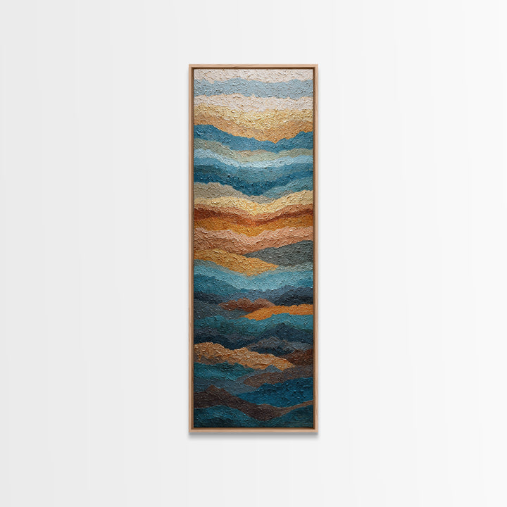 Blue Mountain Ridge Layers Framed Canvas Print, Monochrome Art, Original Painting, Living Room Decor, Oil Painting, Mono, MON-1x3-84