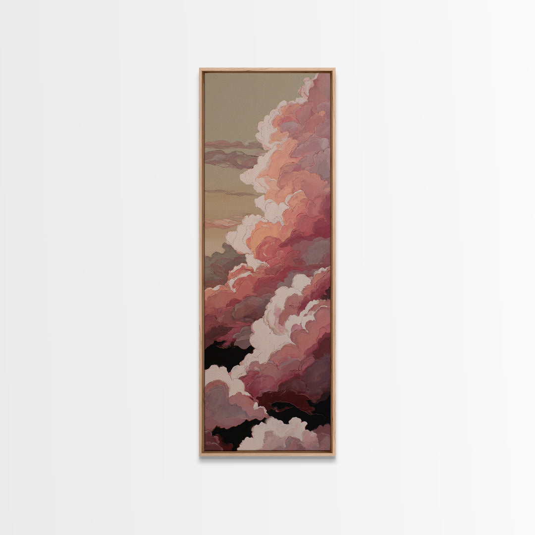 All Pink Cloudscape Framed Canvas Print, Monochrome Art, Printable Art, Living Room Decor, Abstract Art, Mono, MON-1x3-96