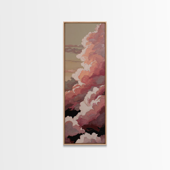 All Pink Cloudscape Framed Canvas Print, Monochrome Art, Printable Art, Living Room Decor, Abstract Art, Mono, MON-1x3-96