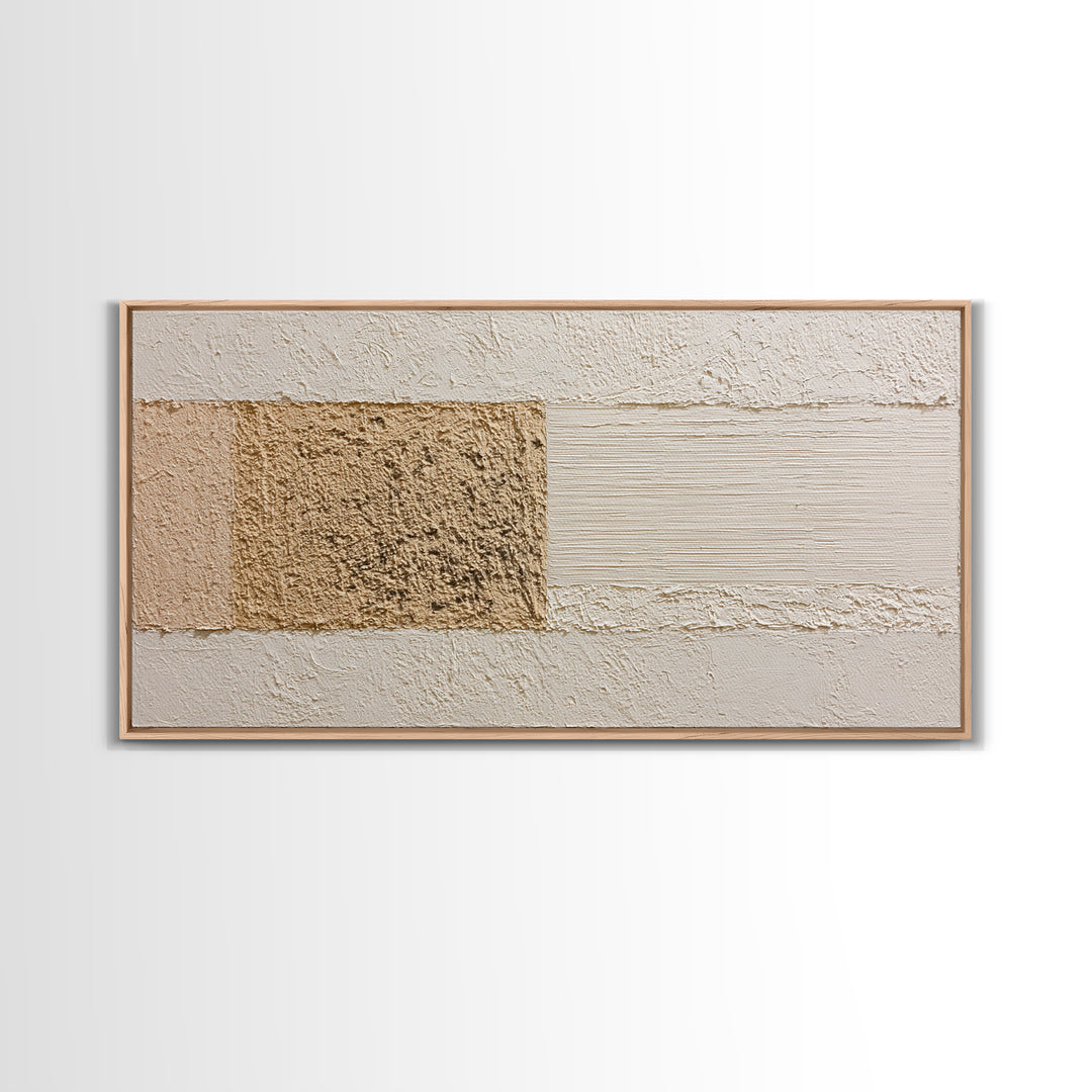 Cream on Cream Minimalist Forms Framed Canvas Print, Monochrome Art, Fine Art Print, Living Room Decor, Fine Art, Mono, MON-2x1-18