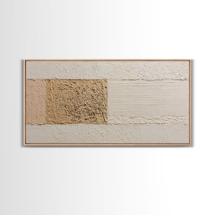 Cream on Cream Minimalist Forms Framed Canvas Print, Monochrome Art, Fine Art Print, Living Room Decor, Fine Art, Mono, MON-2x1-18