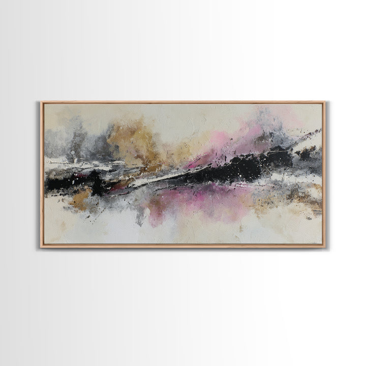 Black Ink Abstract Canvas Print, Monochrome Art, Boho Decor, Living Room Decor, Fine Art, Mono, Art Print, Digital Art, MON-2x1-2