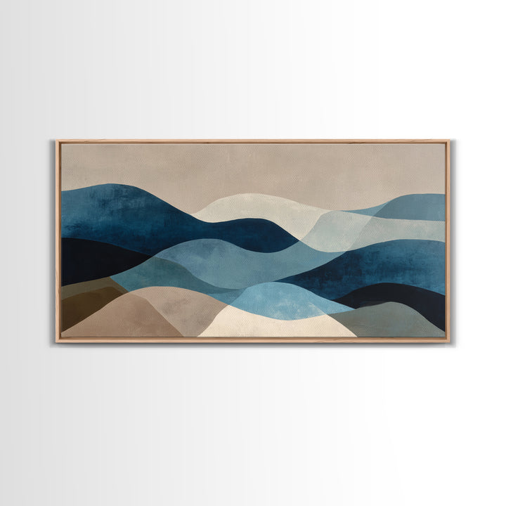 All Blue Ocean Abstraction Canvas Print, Monochrome Art, Wall Art, Living Room Decor, Mono, Abstract Art, Bedroom Decor, MON-2x1-21
