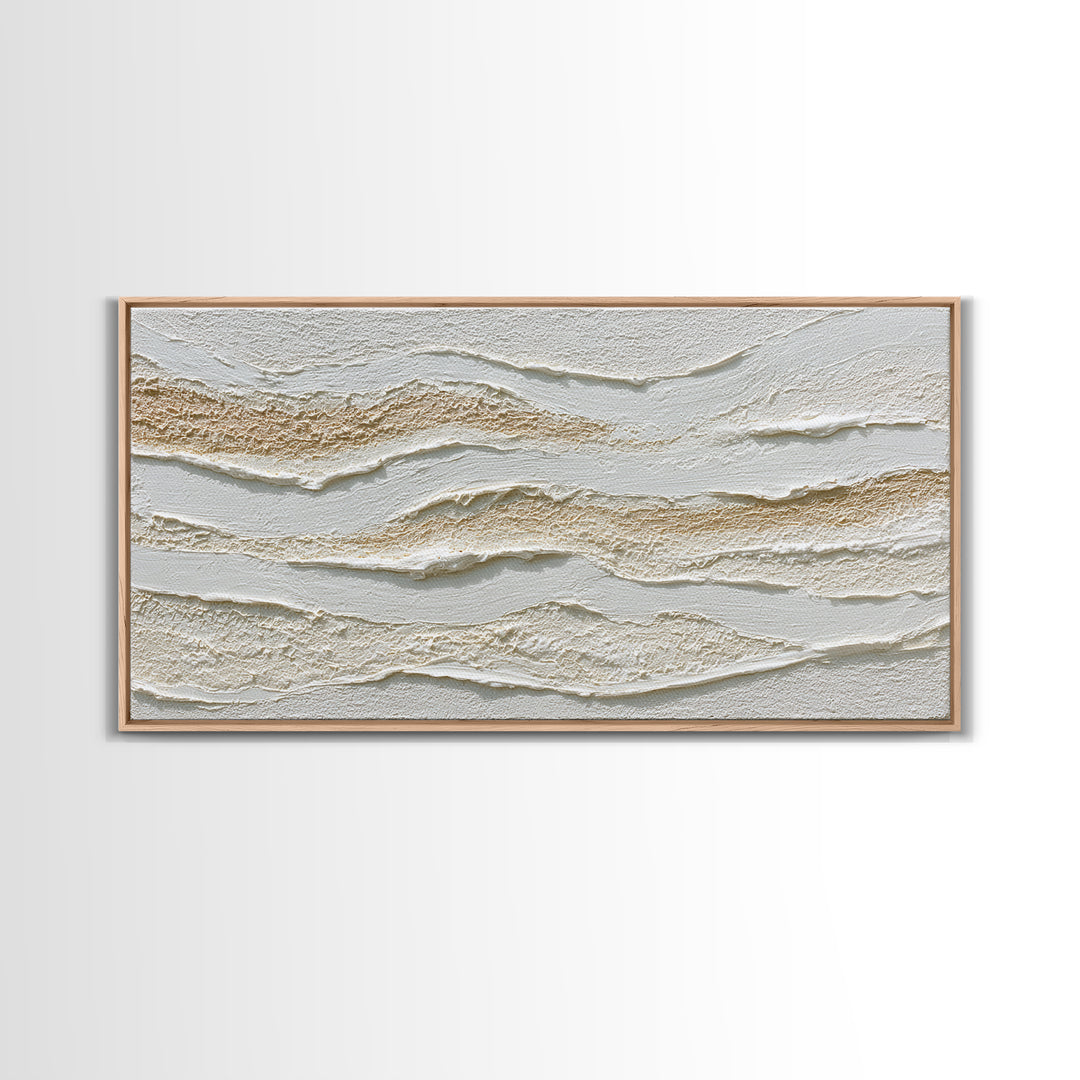 Ivory White Plaster Texture Composition Framed Canvas Print, Monochrome Art, Home Decor, Living Room Decor, Fine Art, Mono, MON-2x1-25