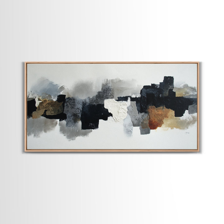 Black Ink Abstract Canvas Print, Monochrome Art, Boho Decor, Living Room Decor, Fine Art, Mono, Art Print, Digital Art, MON-2x1-26