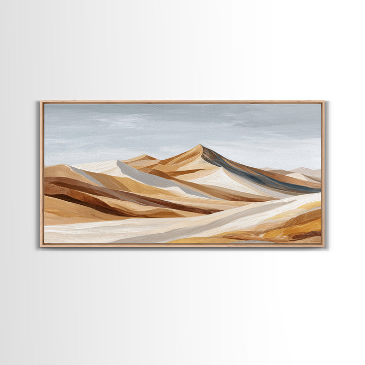 Warm Brown Desert Landscape Framed Canvas Print, Monochrome Art, Poster, Living Room Decor, Fine Art, Mono, Textured Wall Art, MON-2x1-29