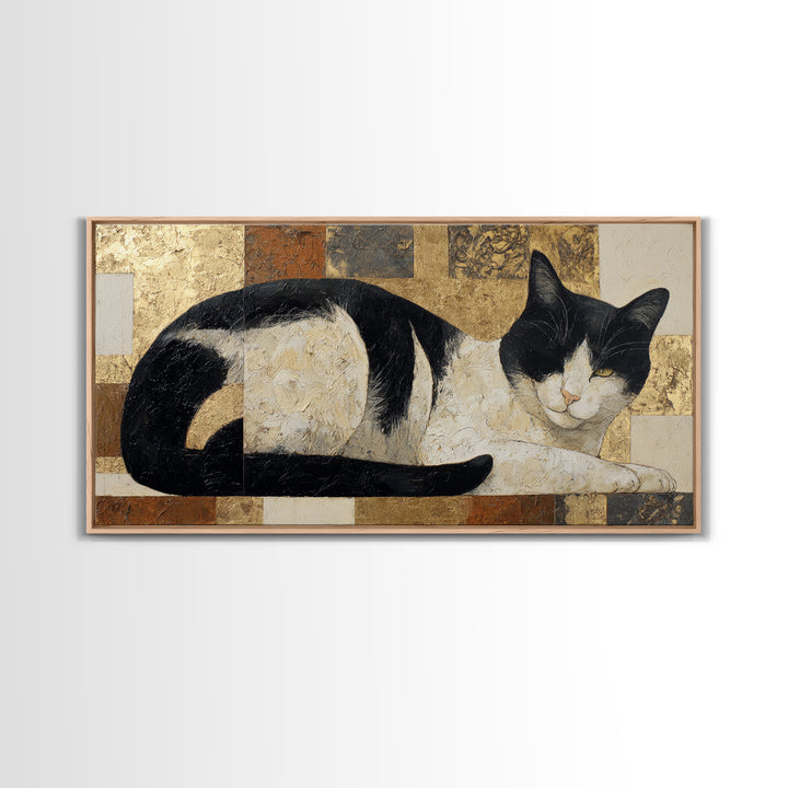 Monochrome Cat Portrait Canvas Print, Monochrome Art, Mid Century Modern, Living Room Decor, Fine Art, Mono, Boho Wall Art, MON-2x1-31