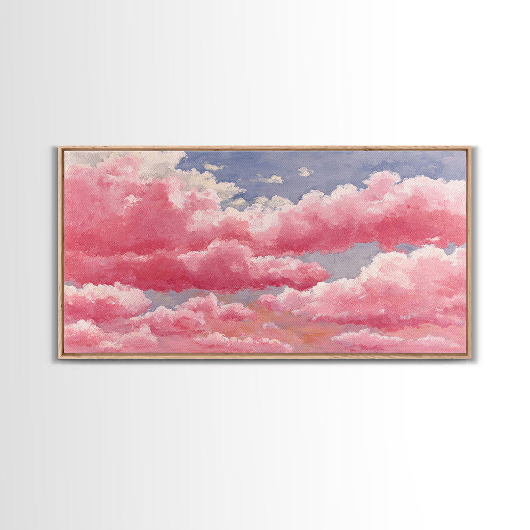 All Pink Cloudscape Canvas Print, Monochrome Art, Contemporary Art, Living Room Decor, Oil Painting, Mono, Original Art, MON-2x1-32