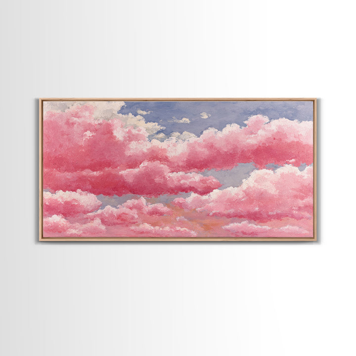 All Pink Cloudscape Canvas Print, Monochrome Art, Contemporary Art, Living Room Decor, Oil Painting, Mono, Original Art, MON-2x1-32