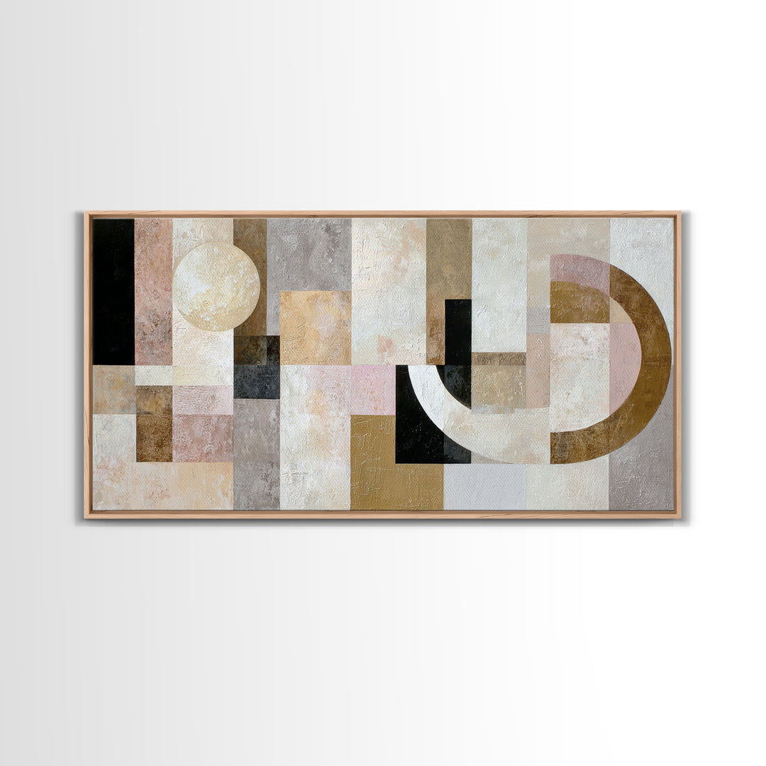 Cream on Cream Minimalist Forms Framed Canvas Print, Monochrome Art, Fine Art Print, Living Room Decor, Fine Art, Mono, MON-2x1-42