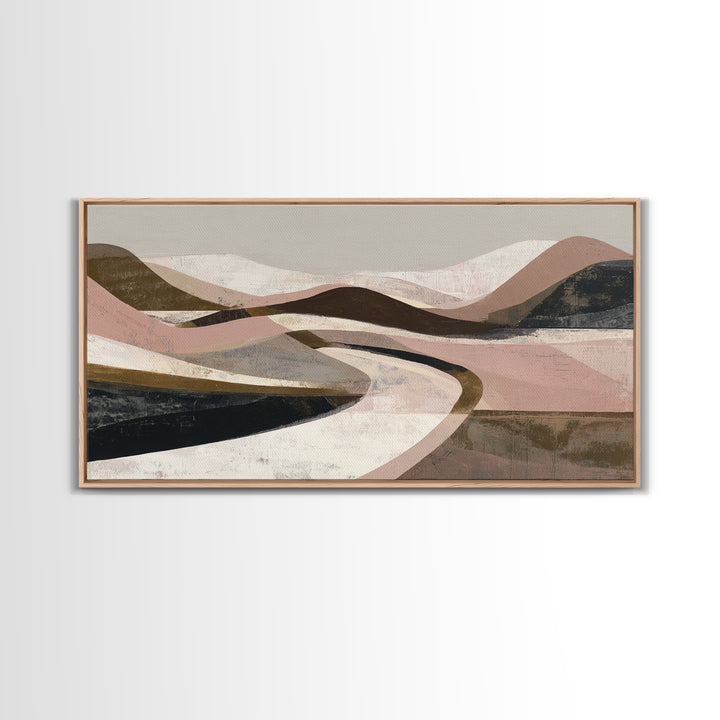 Warm Brown Desert Landscape Framed Canvas Print, Monochrome Art, Poster, Living Room Decor, Fine Art, Mono, Textured Wall Art, MON-2x1-5