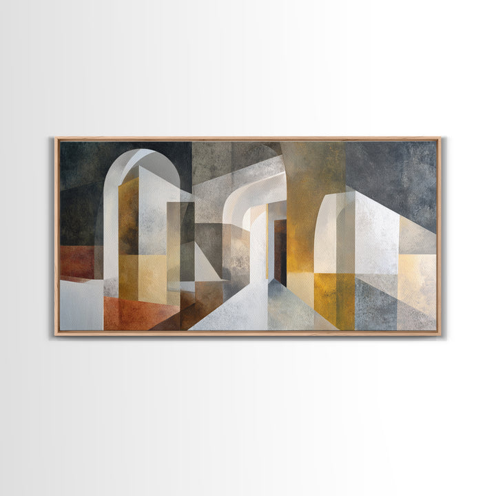 Gray Architectural Arch and Shadow Study Canvas Print, Monochrome Art, Contemporary Art, Living Room Decor, Fine Art, Mono, MON-2x1-54