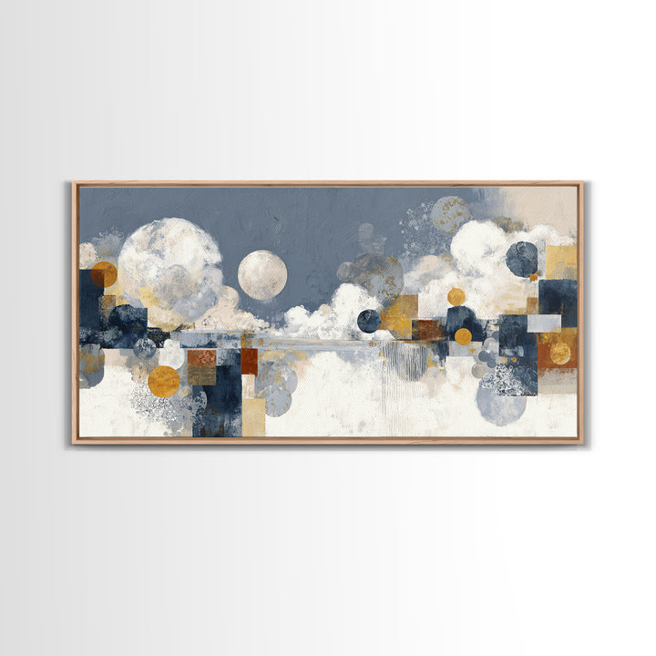 Silver Ocean Moonlight Scene Canvas Print, Monochrome Art, Digital Print, Living Room Decor, Fine Art, Mono, Modern Art, MON-2x1-63