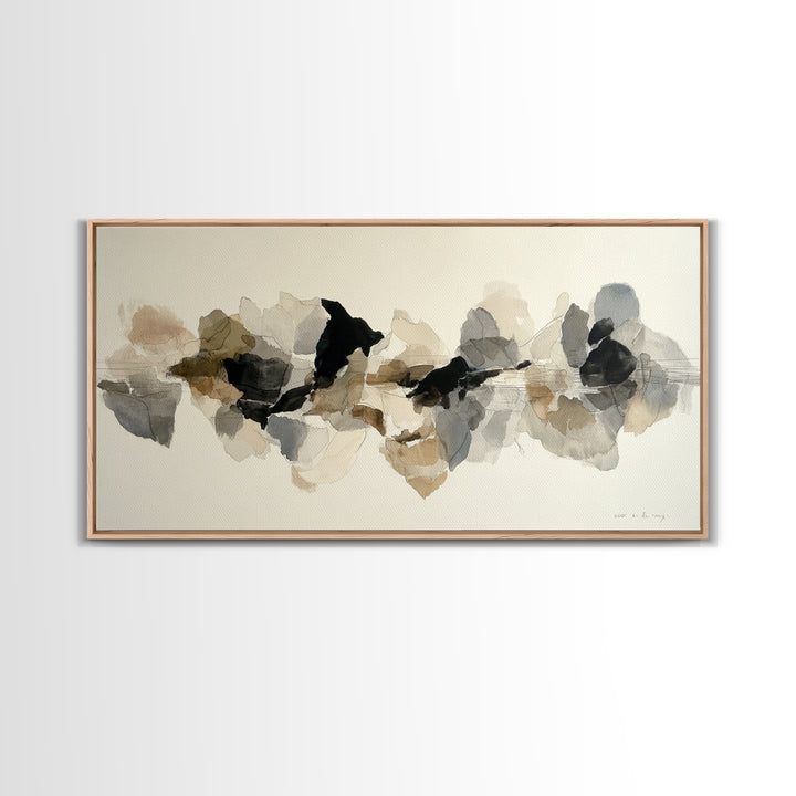 Black Ink Abstract Canvas Print, Monochrome Art, Living Room Decor, Abstract Art, Mono, Apartment Decor, Printable Art, MON-2x1-74